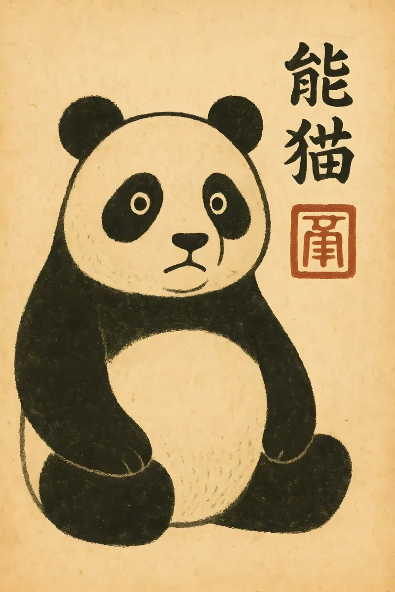 Panda – Gentle Japan-Style Animal Poster Acryl-Glas von LittleMieschiefs