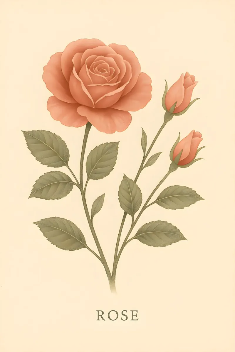 Vintage Rose Illustration – Minimal Botanical Art Print carta hahnemühle da Creative.Mind