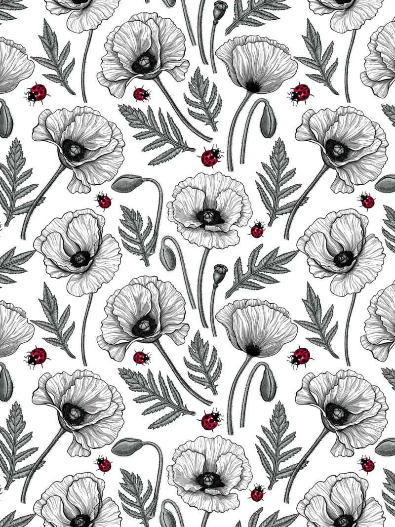 Papaveri bianchi e coccinelle poster da Painted Nature