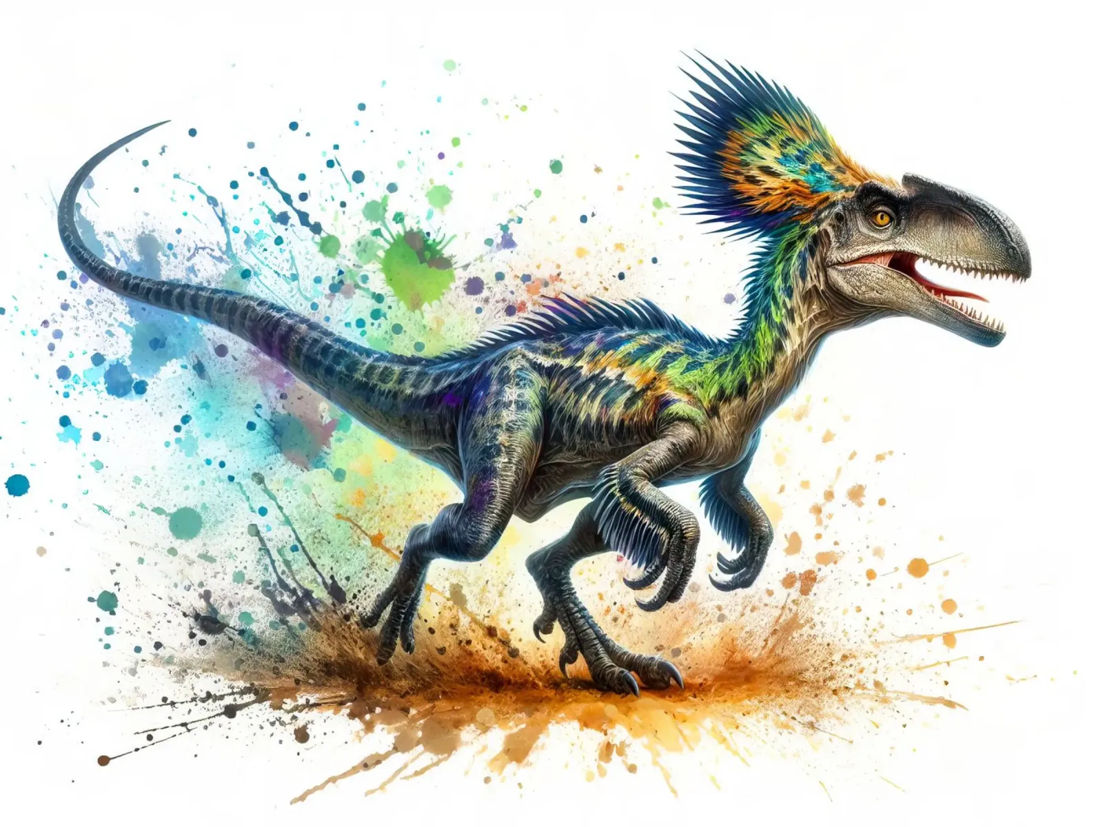 Dinosauro colorato con schizzi di vernice pellicola backlit da 🥝 KIWI STORE