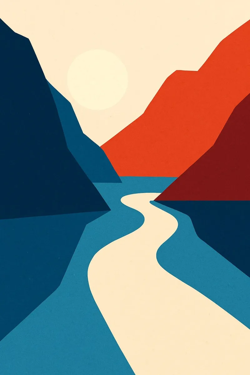 River Road - Silent escape poster with aluminum frame by JETLAG | affiches voyage