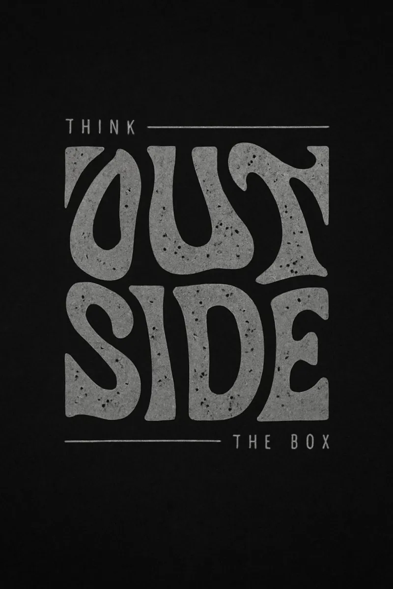"Impresión artística tipográfica motivacional "Think Outside The Box lienzo de inspirational quote
