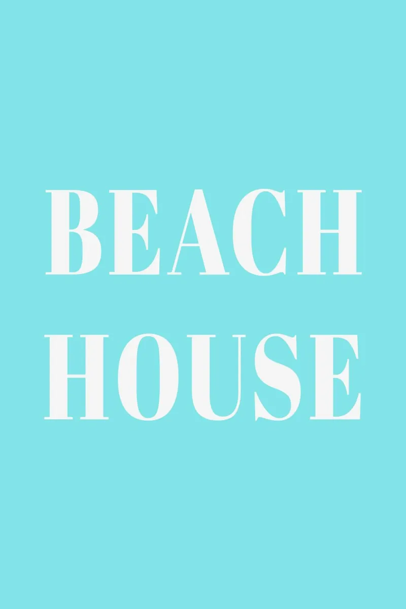 Beach House turqoise poster con telaio in legno da karenmenzenbach