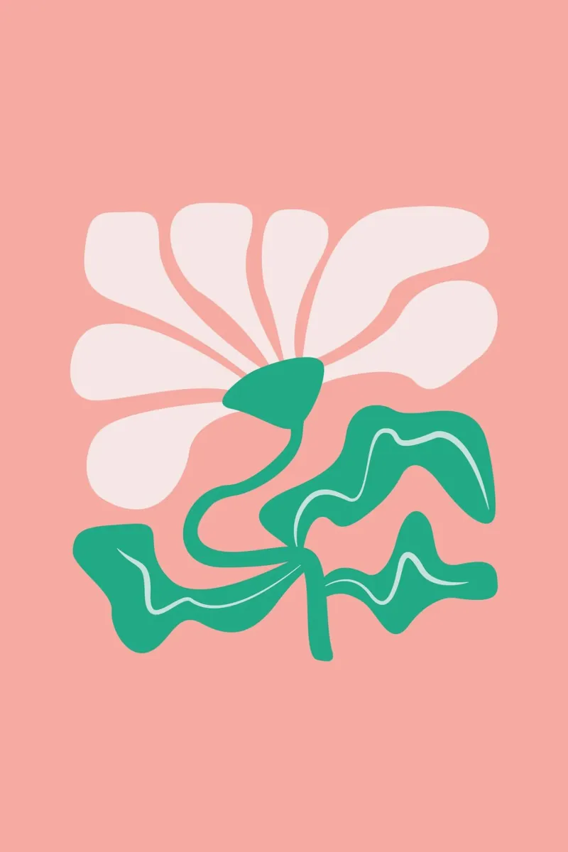 Bold Curvy Flower apricot poster con telaio in legno da karenmenzenbach