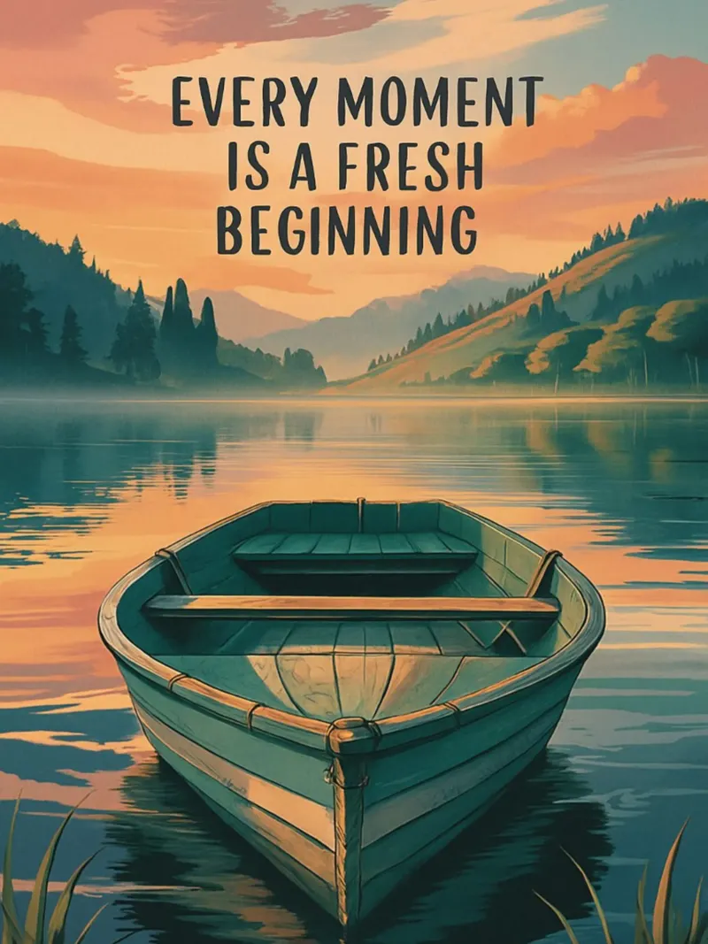 Serenità all'alba: Un nuovo inizio sul lago - Ispirazione poster da inspirational quote