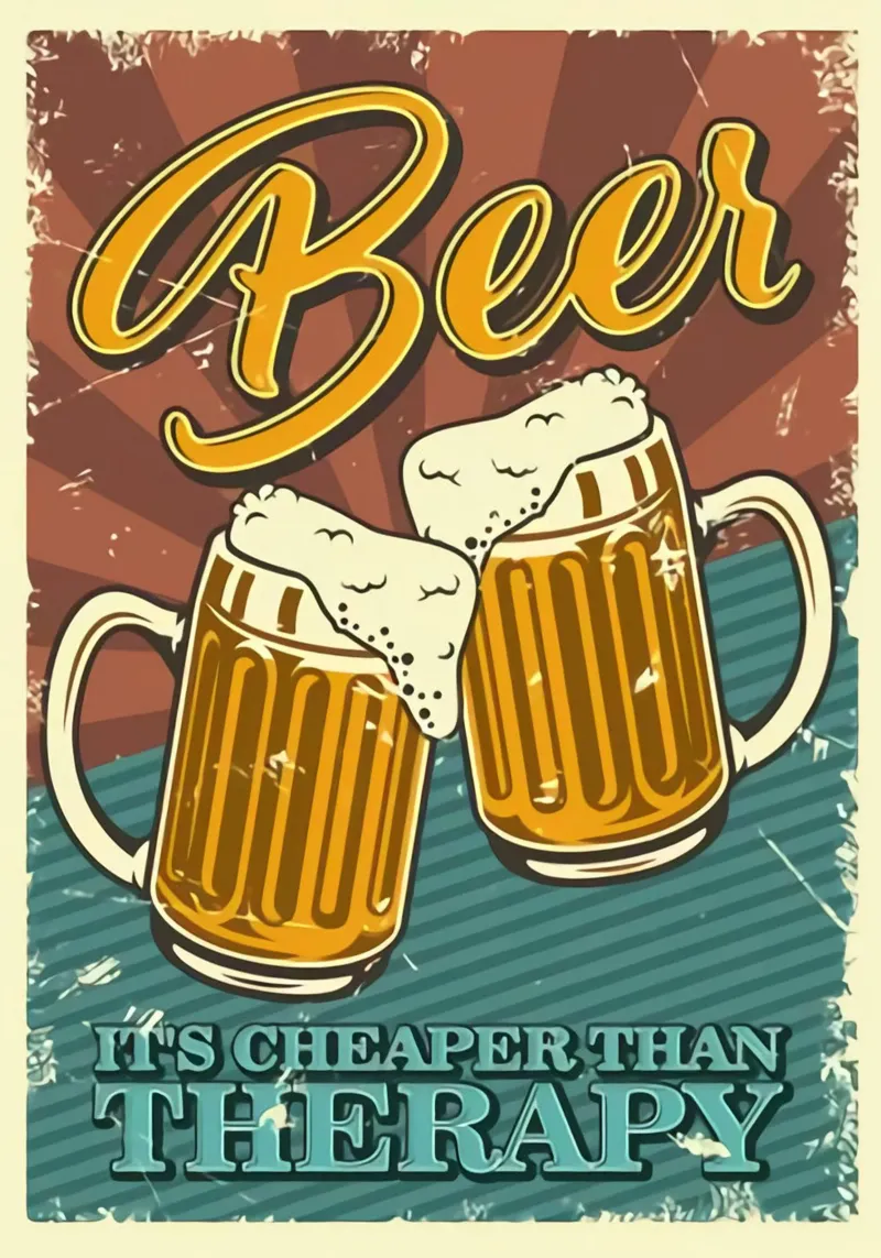 La birra è più economica del ritratto terapeutico poster con telaio in legno da Jodie Art