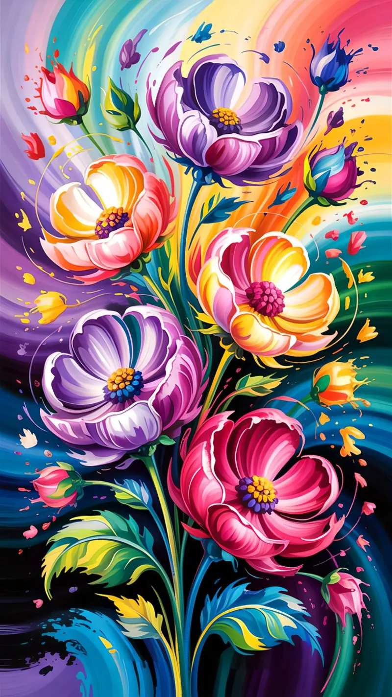Flower Painting Colorful alluminio dibond da Jeff Studio
