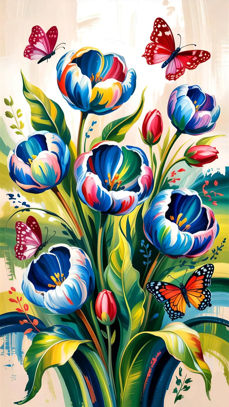 Flower With Butterfly tela con Cornice a cassetta da Jeff Studio