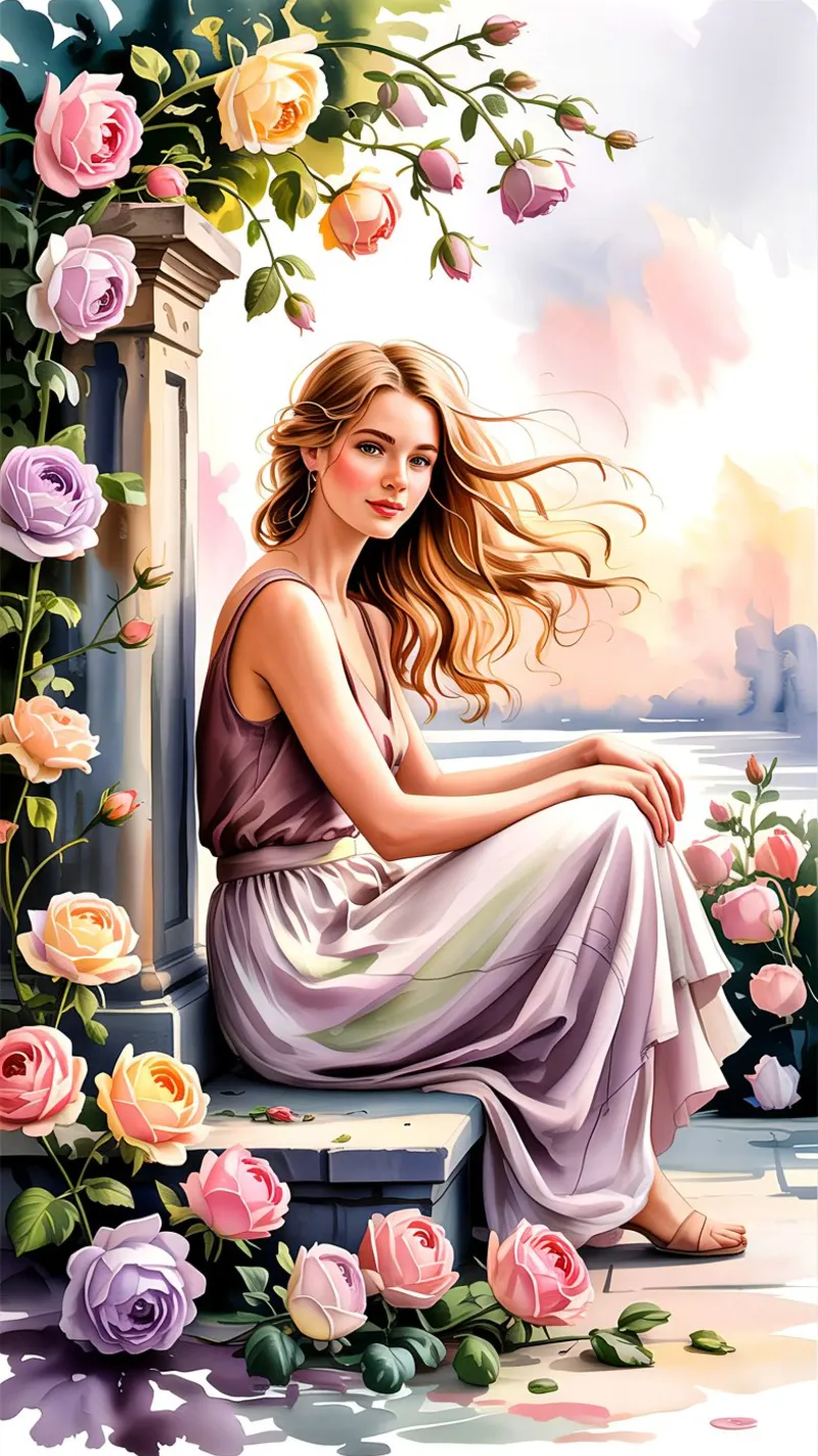 Rose Flower Beauty Women carta hahnemühle da Jeff Studio