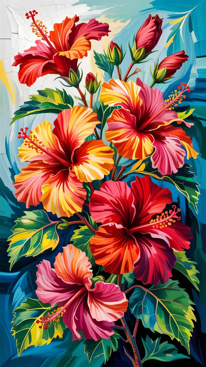Red Flower Painting Coloful pellicola backlit da Jeff Studio