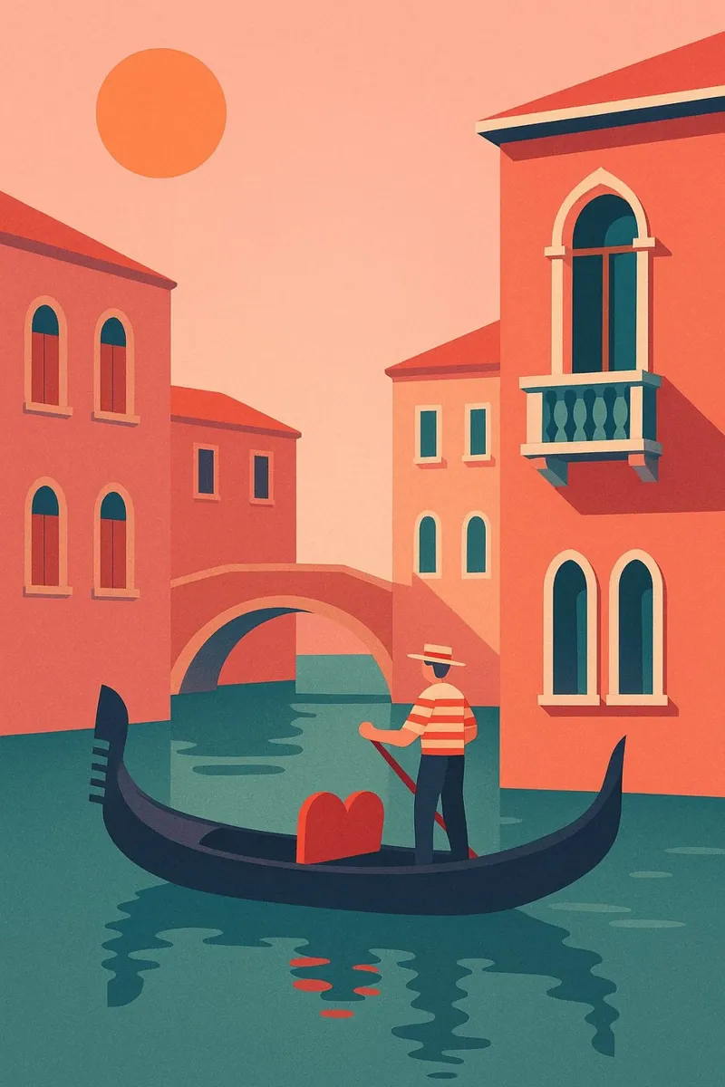 Gondola Love - Le romantisme rose de Venise canvas by JETLAG | affiches voyage