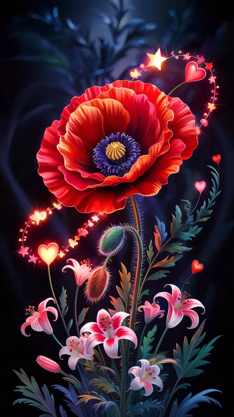 Red Flower Glowing pellicola backlit da Jeff Studio