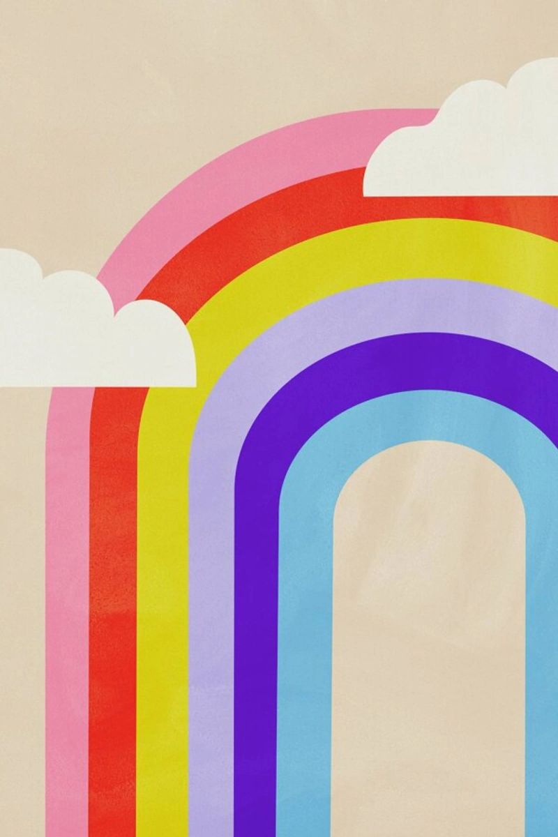 Rainbow and Clouds canvas by Little Flourishes