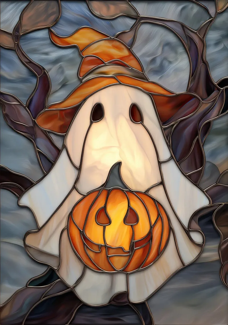 Fantasma di Halloween con lanterna di zucca poster da Fleur de Lys