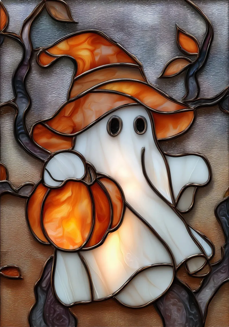 Fantasma di Halloween con lanterna di zucca poster da Fleur de Lys