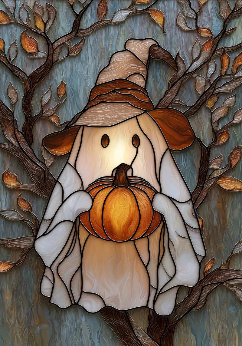 Fantasma di Halloween con lanterna di zucca pellicola backlit da Fleur de Lys