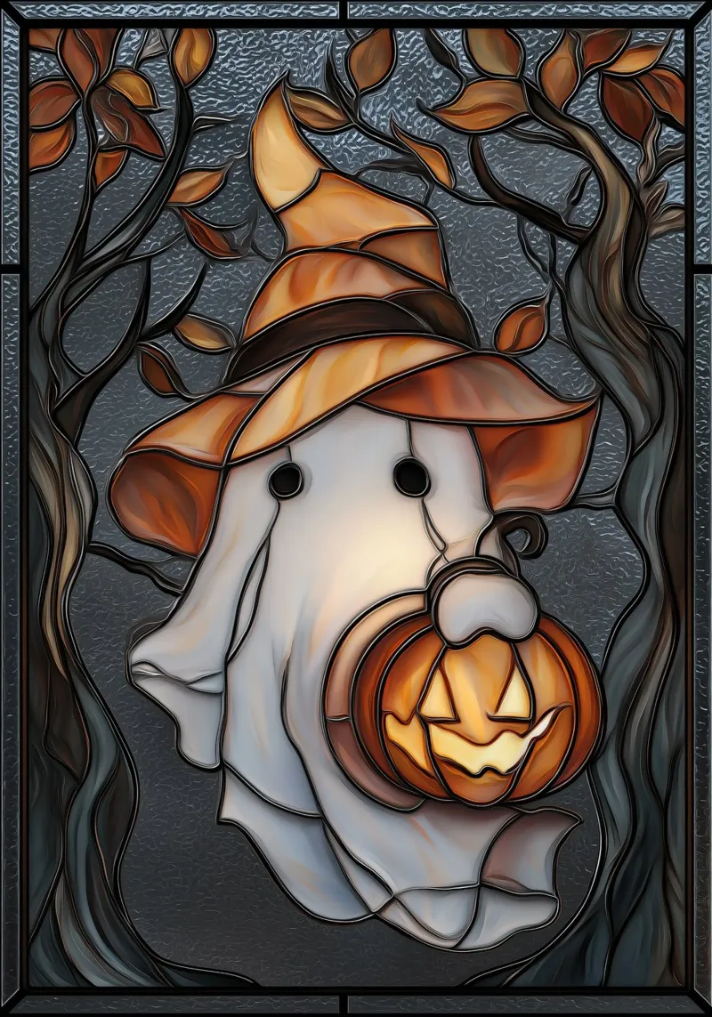 Fantasma di Halloween con lanterna di zucca pellicola backlit da Fleur de Lys
