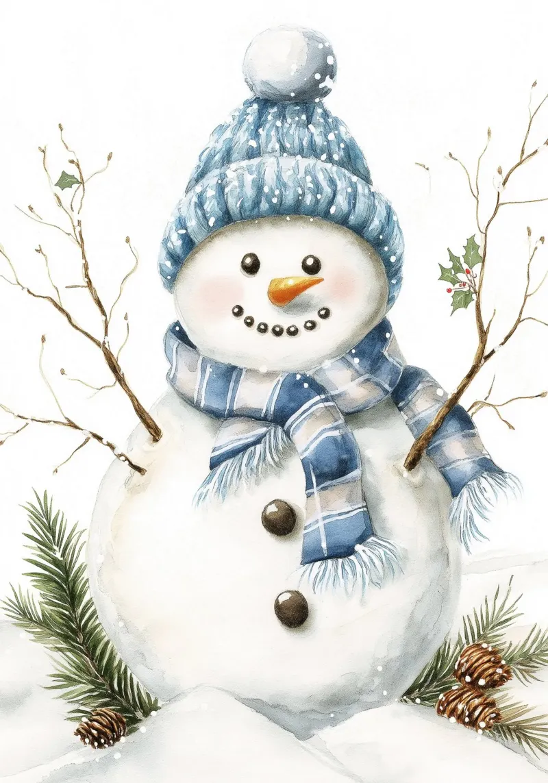 Pupazzo di neve di Natale poster con telaio in alluminio da Fleur de Lys