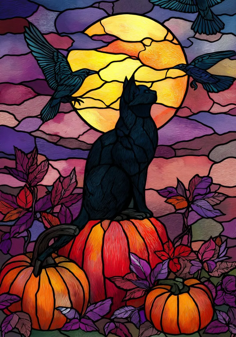 Gatto nero di Halloween poster da Fleur de Lys
