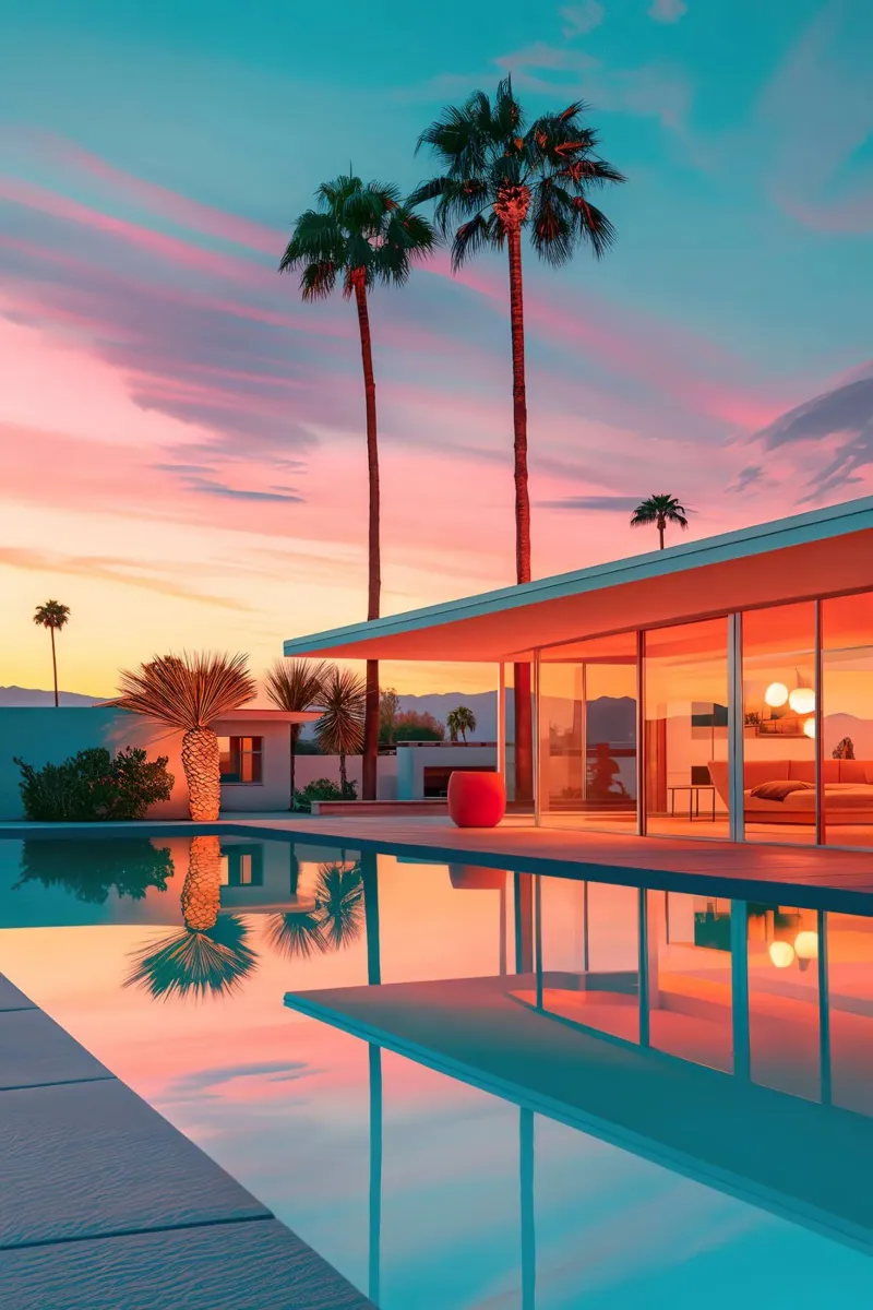 Sunset House Pool pellicola backlit da robertmotoiart