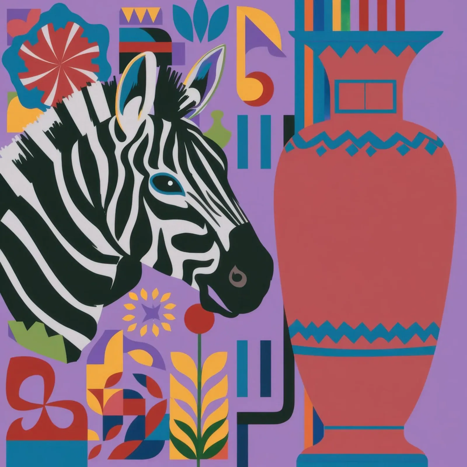 Gestreiftes Zebra-Stillleben Poster mit Holzrahmen von Arcane Lines