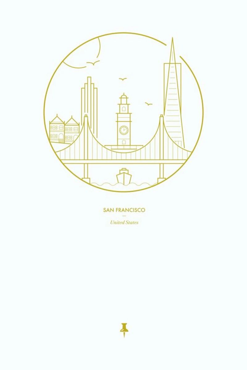 San Francisco poster with wooden frame by Dean Smith