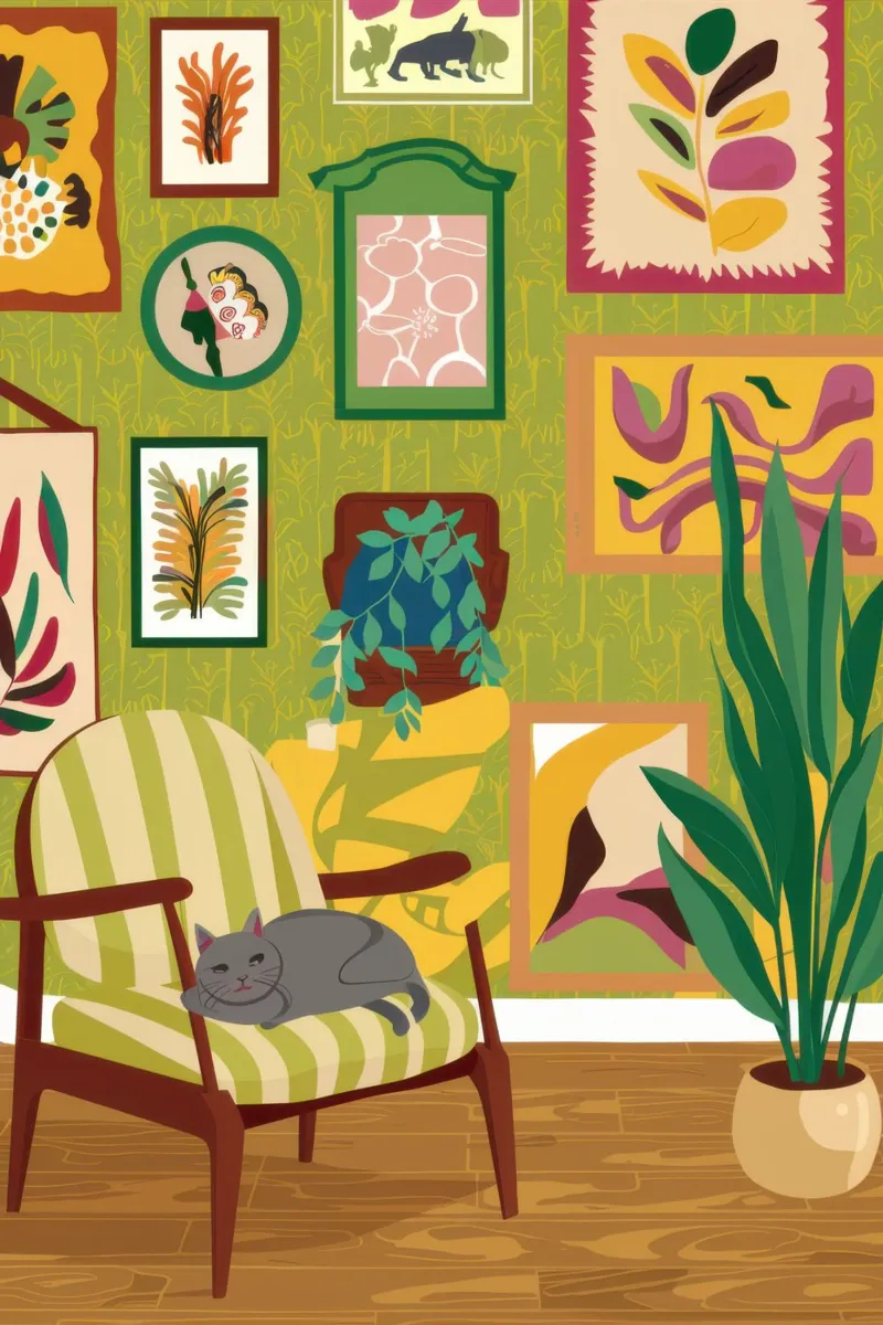 Cat Reading Nook canvas by Pale Aura