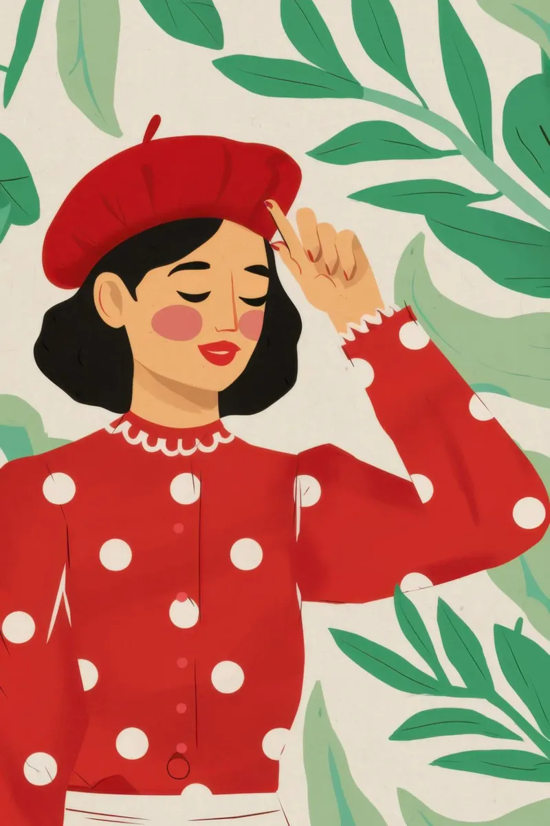 Berretto rosso Saluto a forma di foglia poster da Marigold Tiga