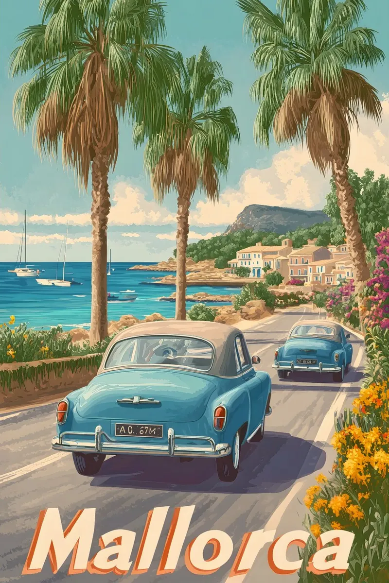 Mallorca Auto d'epoca poster da Vintage Travel Art