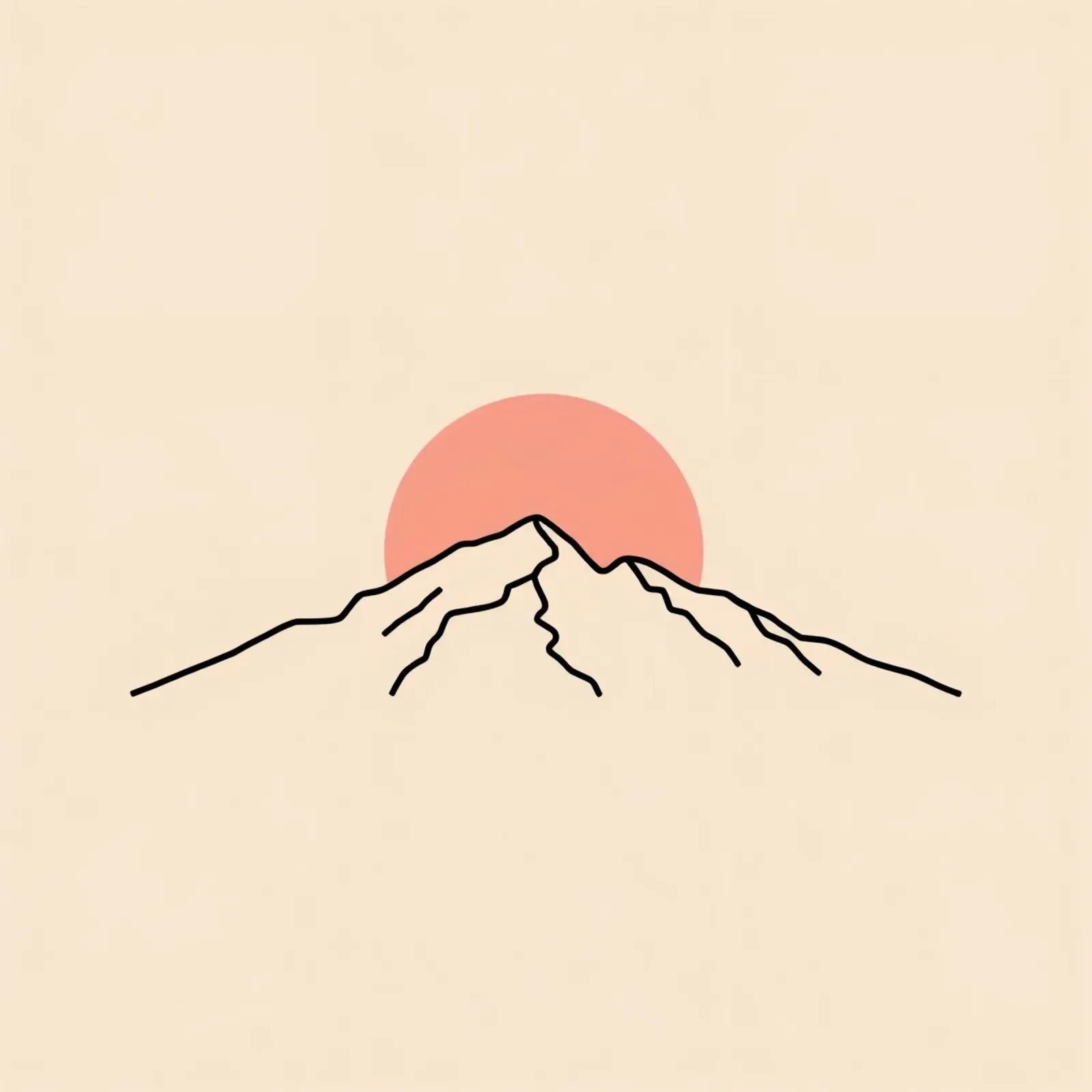 Stylized mountain range with minimalist sun in background canvas by DesignDoodle