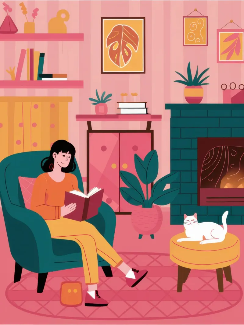 Fireside Reading Cat hahnemühle by Marigold Tiga