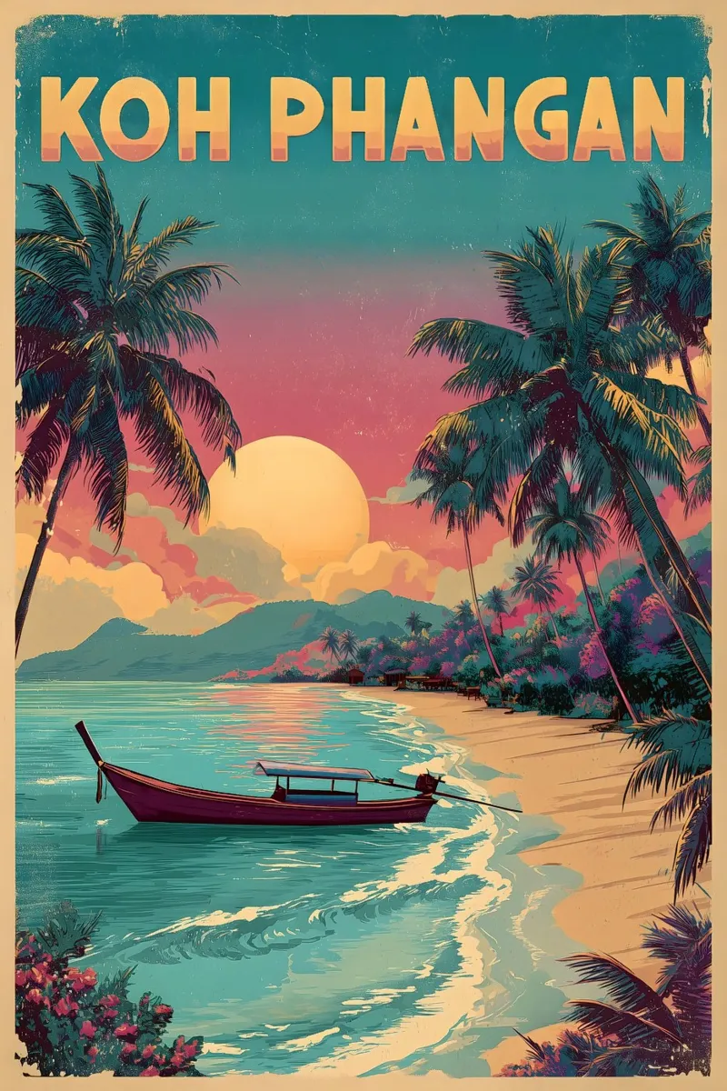 Koh Phangan poster con telaio in plastica da Vintage Travel Art