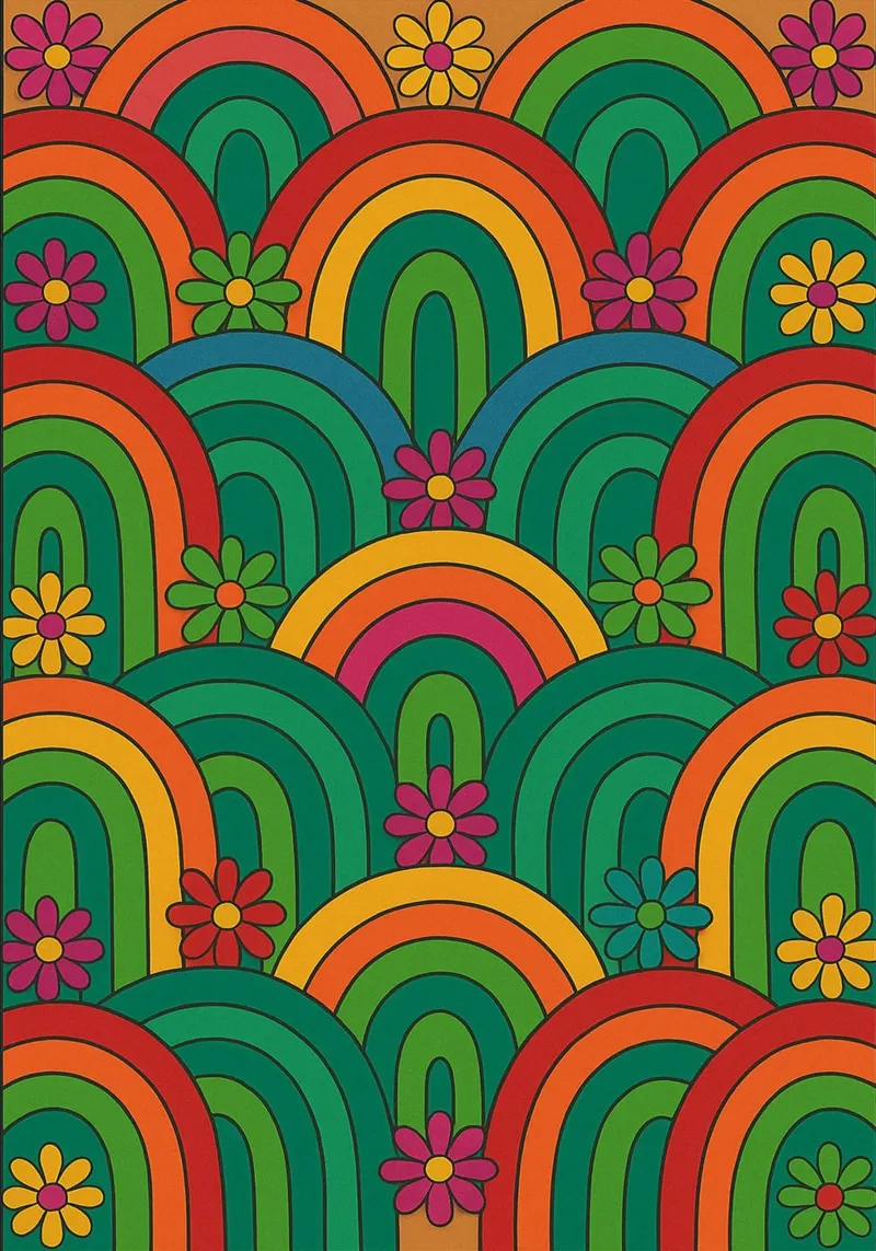 abstract flower and circle lines vector canvas by oneway