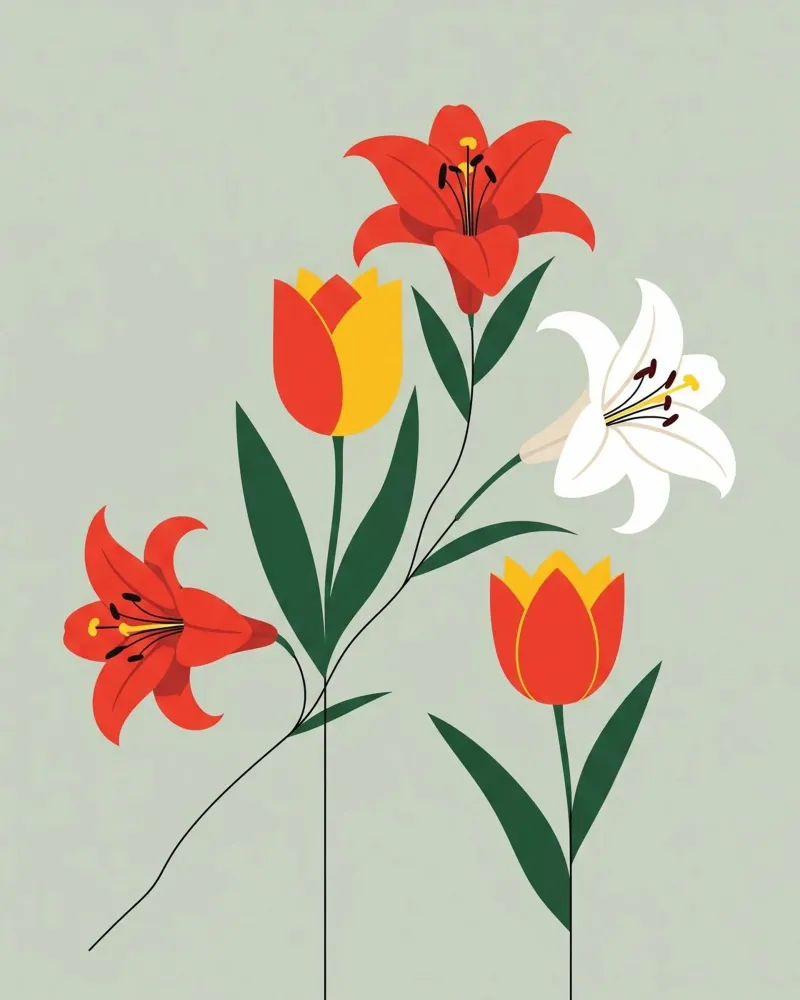 Floral bauhaus #107: A Classic Bouquet alu-dibond by Zen Design