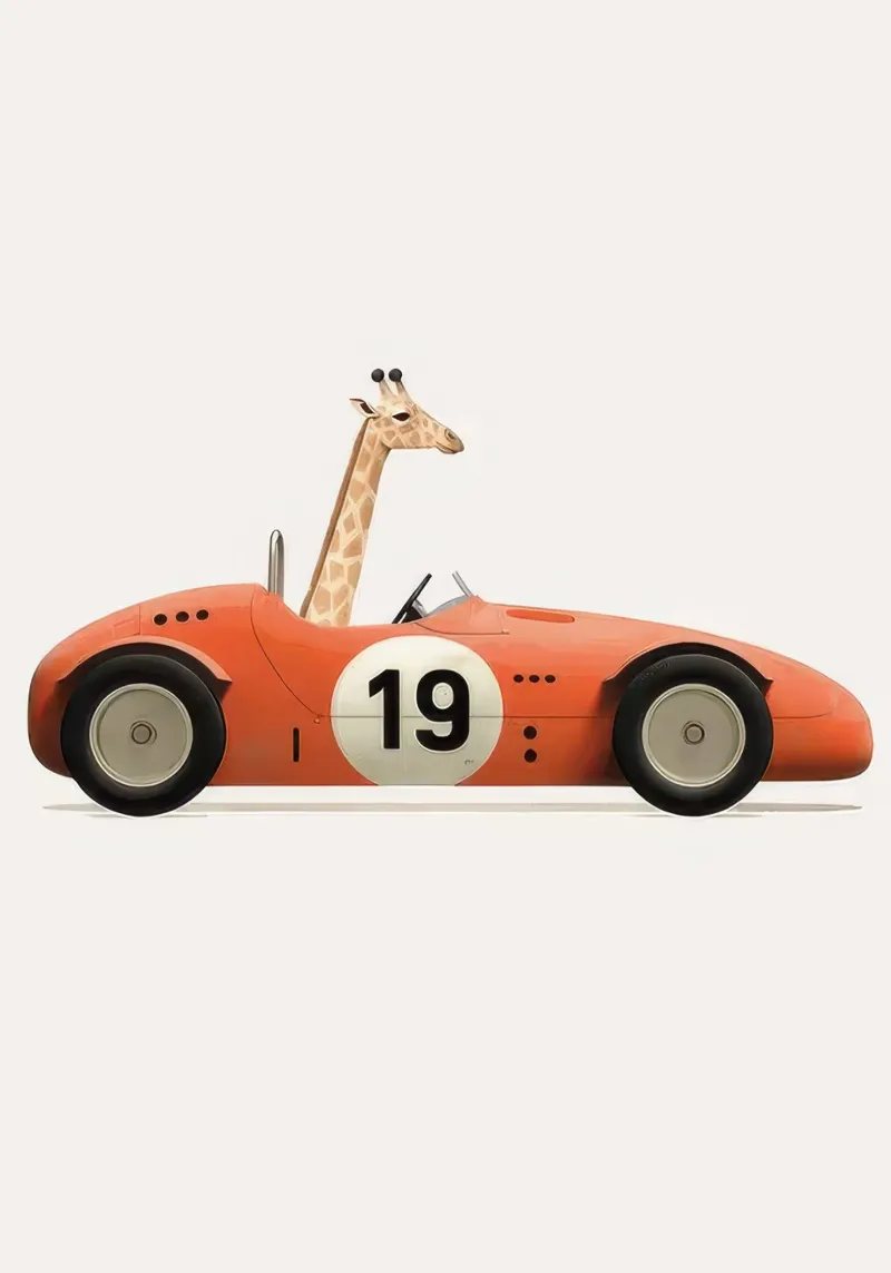 Giraffe in auto canvas met Baklijst van muench benjamin