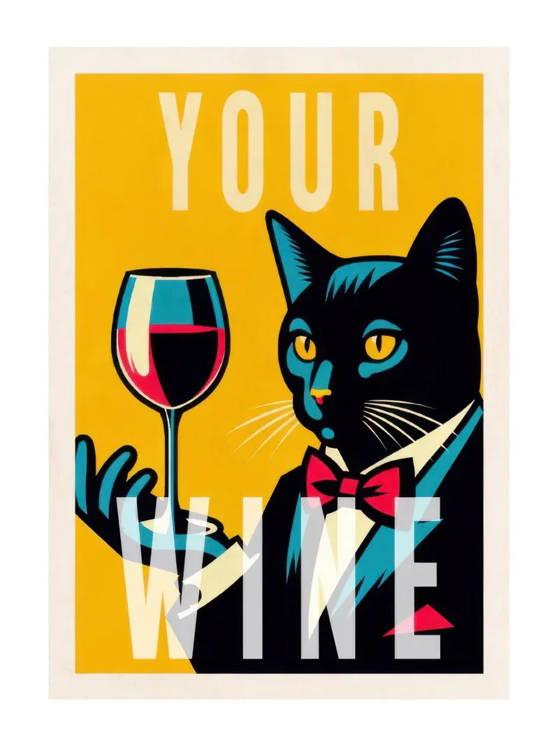 CAt nero e vino rosso poster da muench benjamin