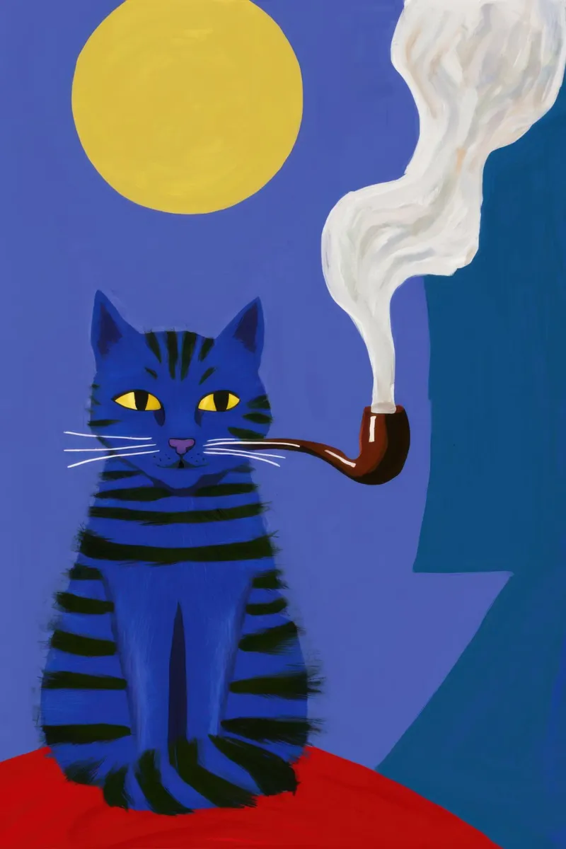 Pipa Dapper, felino fumatore poster da Mossy Pigment