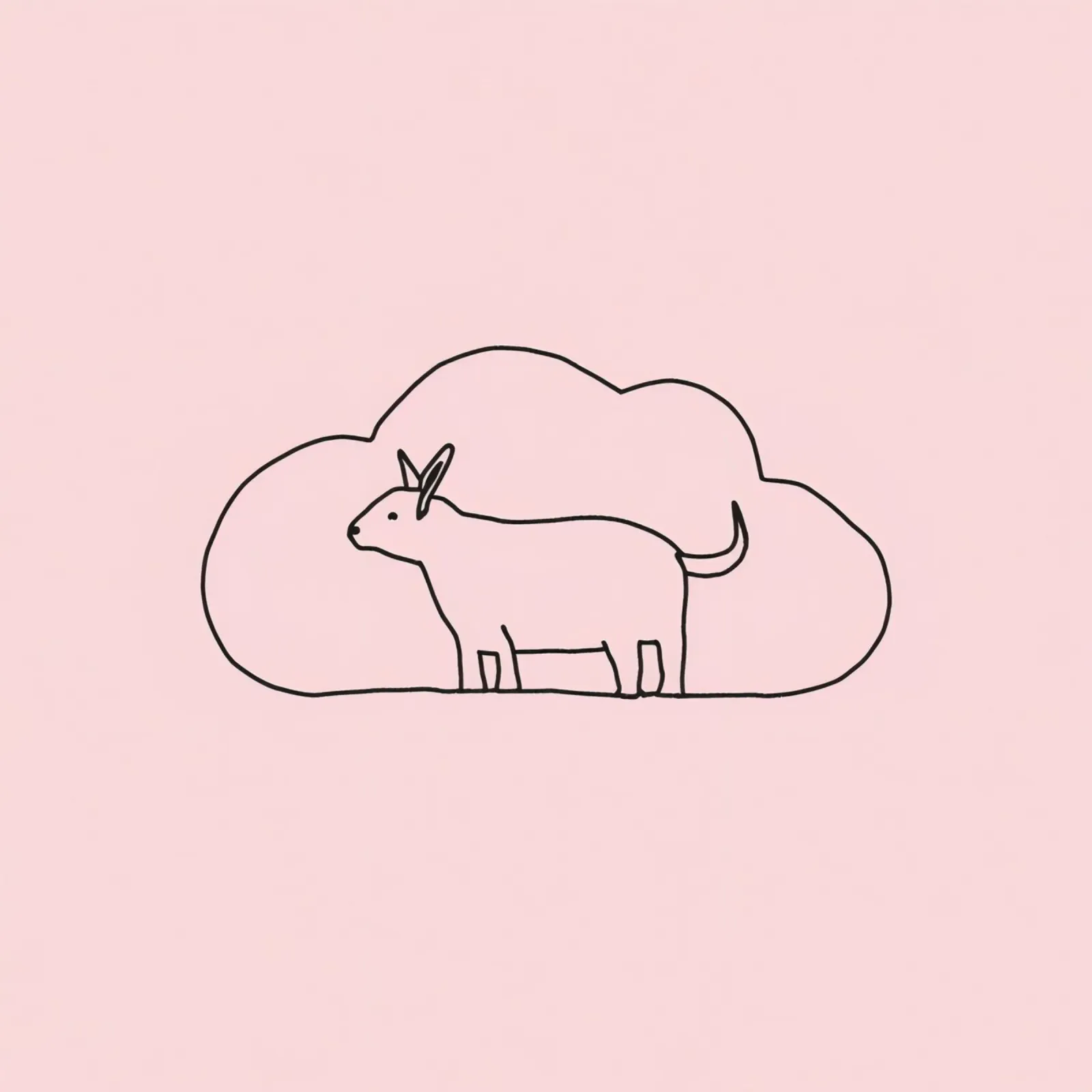 Goat standing against a simple cloud backdrop on a soft pink canvas by DesignDoodle