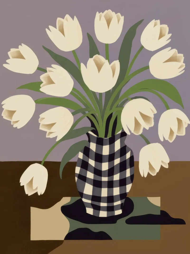 Geruite tulp elegantie canvas van Mossy Pigment
