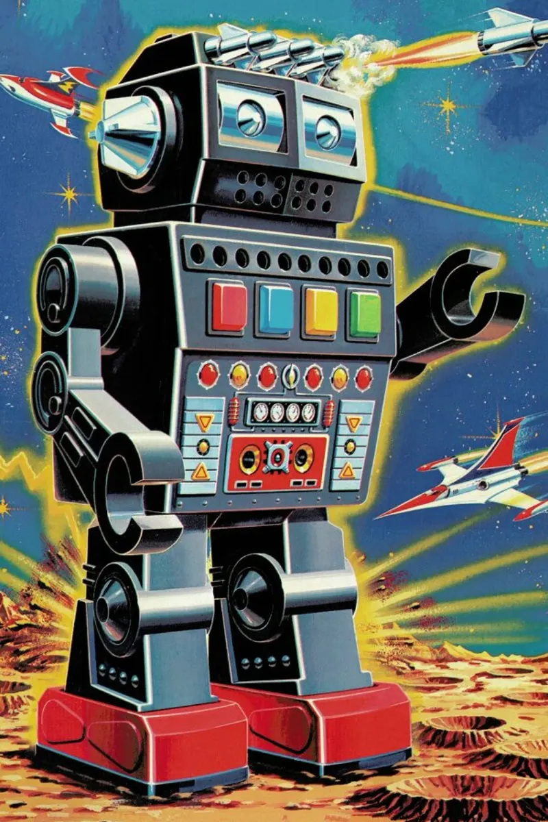 Space Age poster with wooden frame by daylight design studio