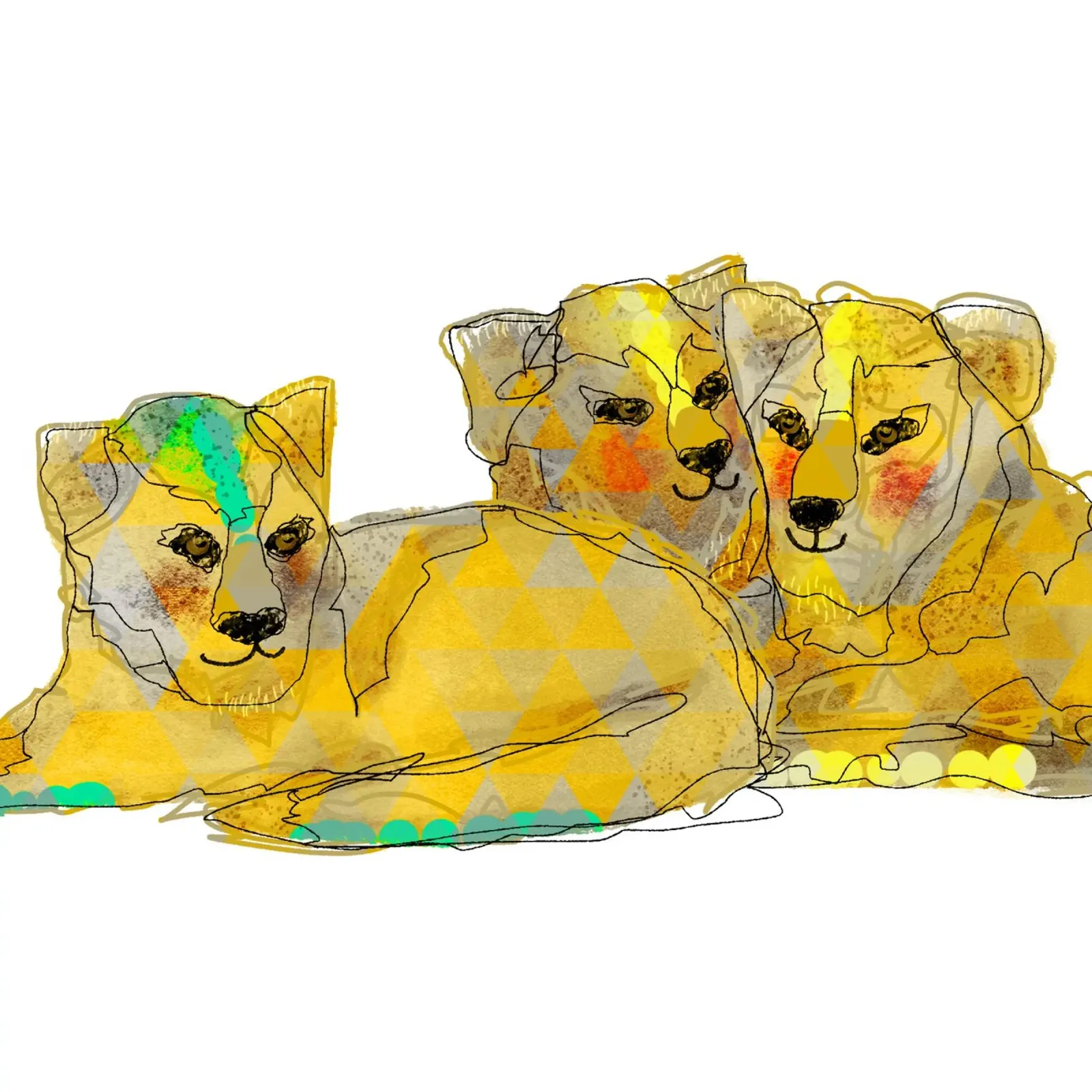 The Royal Kittens - Leo, Lina & Luna poster with wooden frame by DesignDoula Illustration