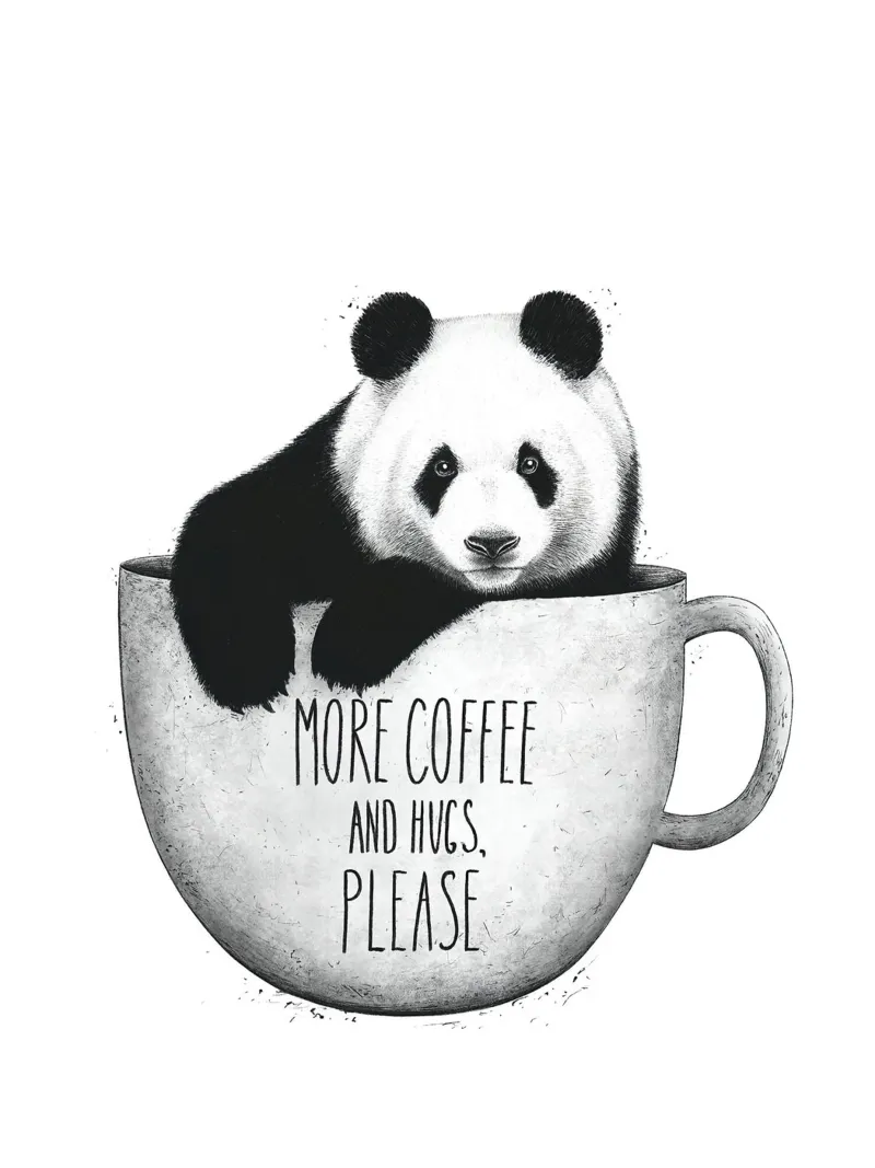 Panda With Coffee pellicola backlit da lennytravers