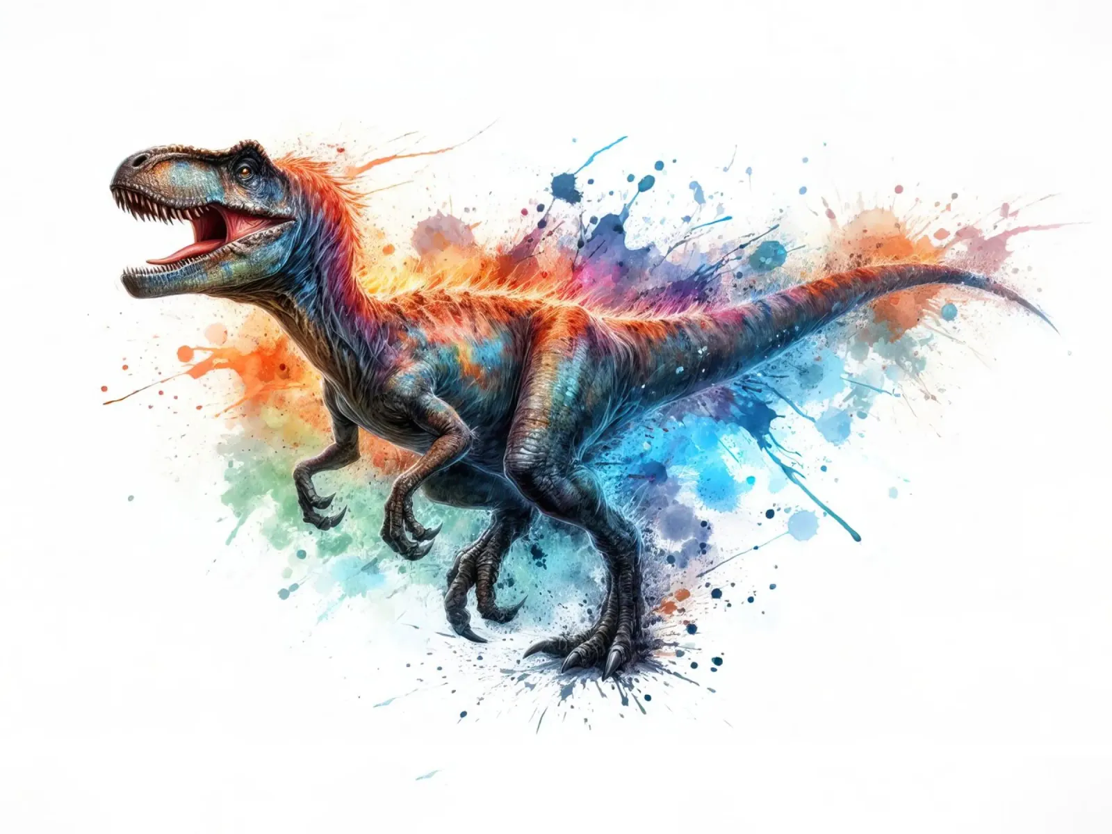 Dinosauro Velociraptor Pittura ad acquerello poster con telaio in plastica da 🥝 KIWI STORE