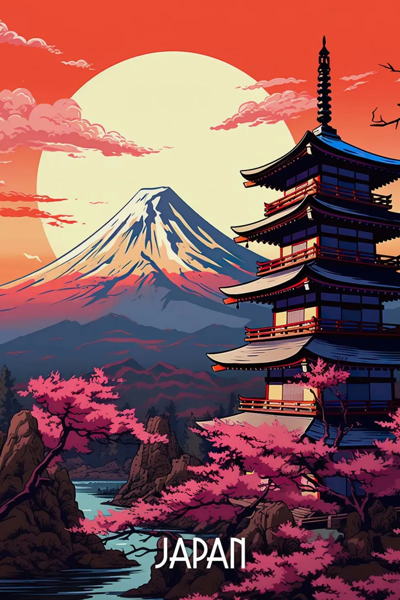 Japan Travel Poster canvas van lawrencearmstron