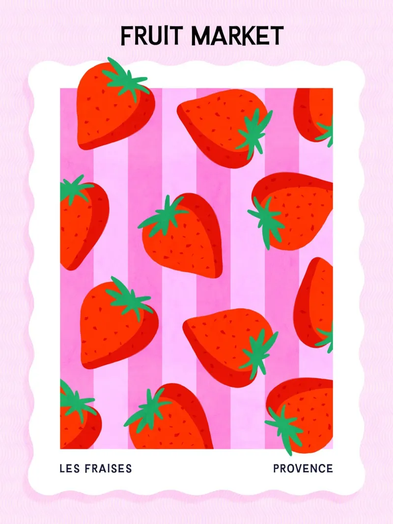 Fragole - Poster del mercato della frutta pellicola backlit da Dominique Vari