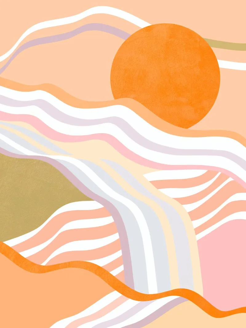 Abstracte zonsopgang Flow - Langzaam levend landschap canvas van Dominique Vari Abstract