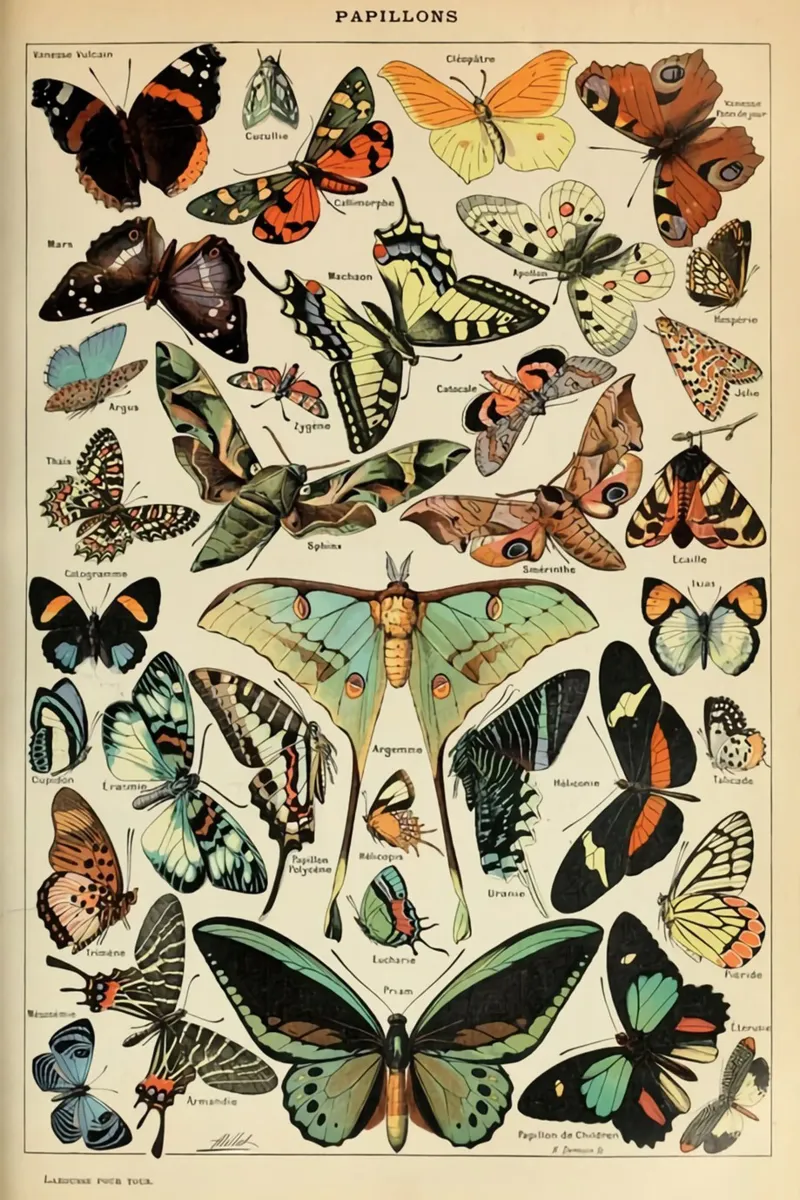 vlinders insecten motten kleurrijk canvas met Baklijst van Graham Robertson