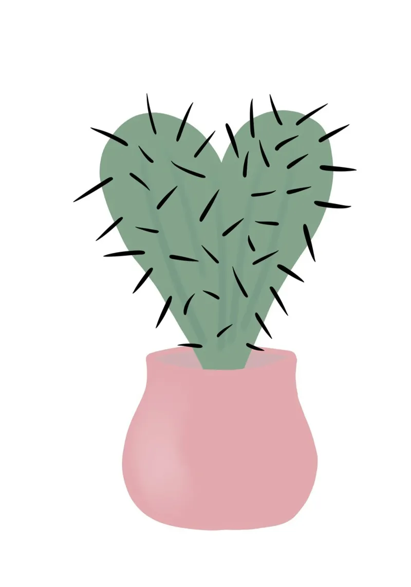 Poster rosa Hello Cute Cactus plexiglass da Mint Illustrations Pastels