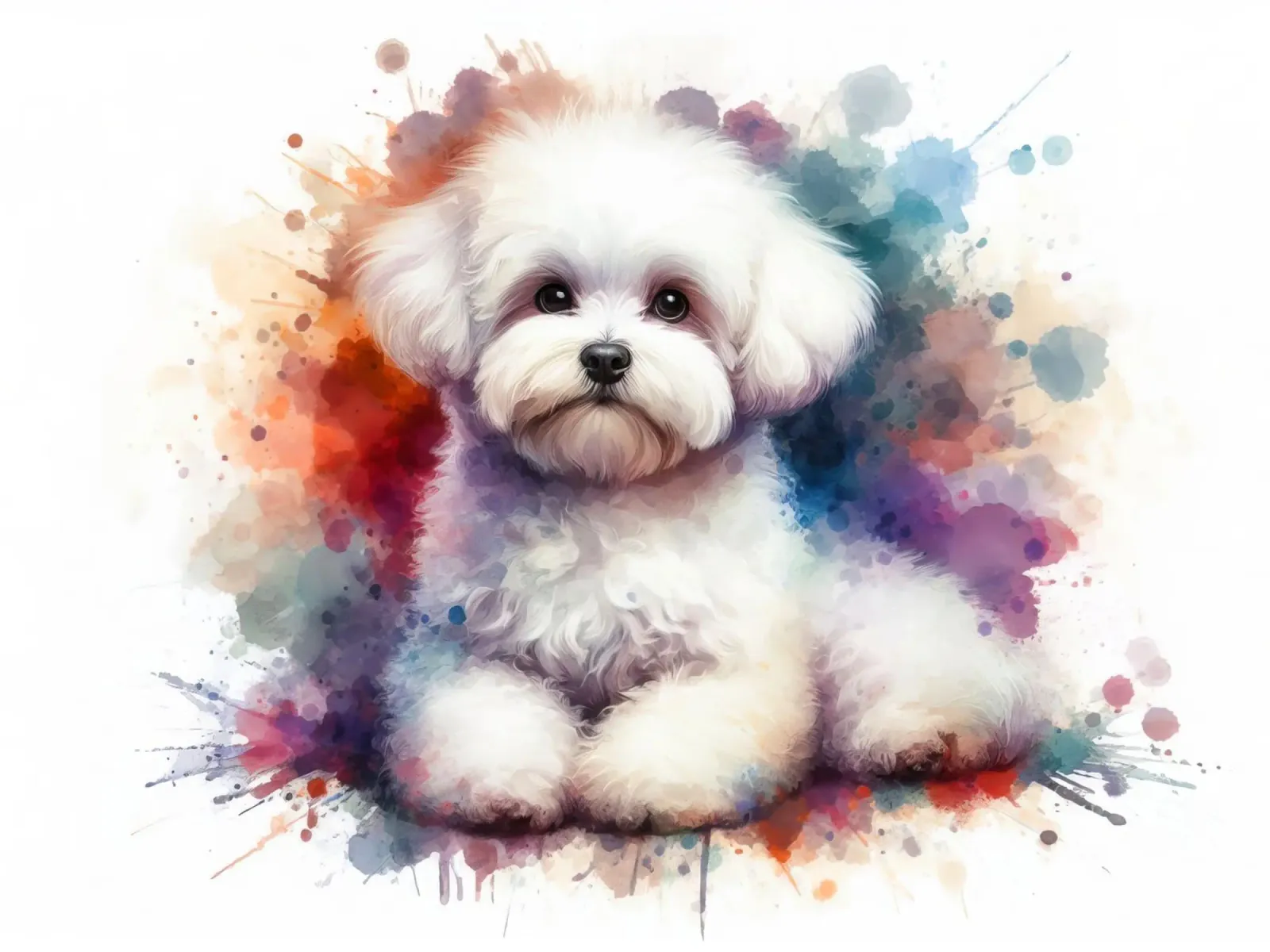 Cane bichon maltese in acquerello pellicola backlit da 🥝 KIWI STORE