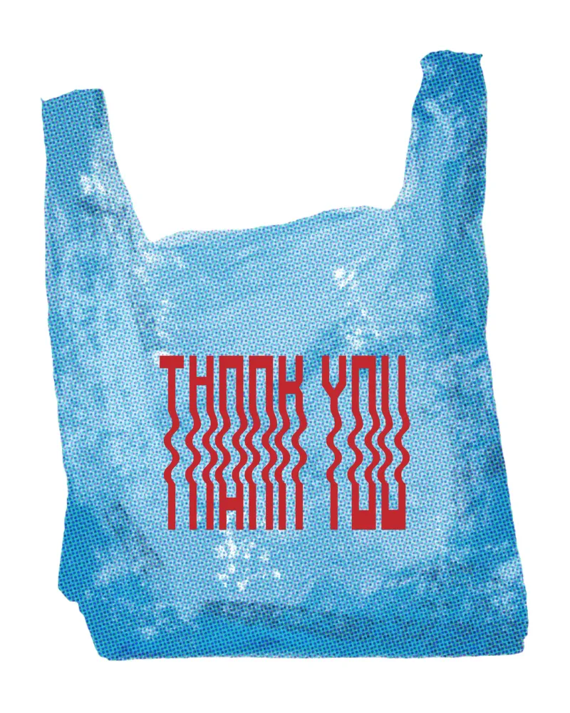 sac de courses en plastique vintage thank you poster avec cadre en plastique de morphinaeblue